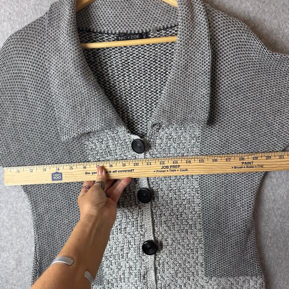 Nic Zoe Chunky Knit Cardigan Sweater Womens Lg Big Buttons Boho Lagenlook Gray - Picture 6 of 11